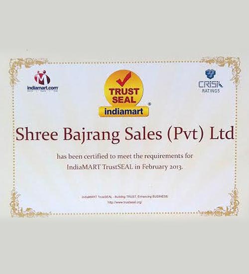 Indiamart Trust Seal Certificate