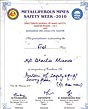 Metalliferous Mines Safety Week Certificate 2010