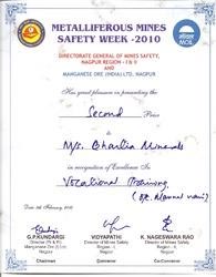 Mines Safety Week Certificate 2010